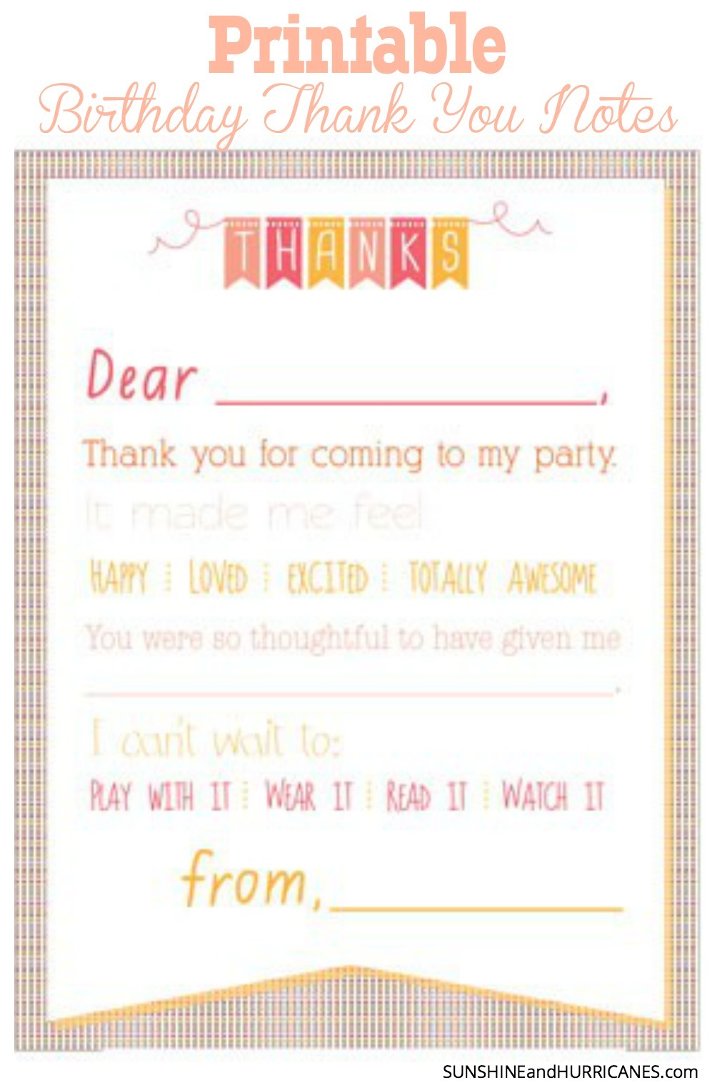Free Printable Thank You Template For Birthday