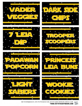 Star Wars Printable Food Lablels for a Star Wars Birthday Party. Part of the Ultimate Star Wars Printables Round-Up. SunshineandHurricanes.com
