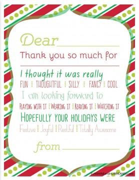 Christmas Printable Thank You Cards for Kids