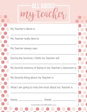 Tons of Teacher Appreciation Printables To Make Her Smile