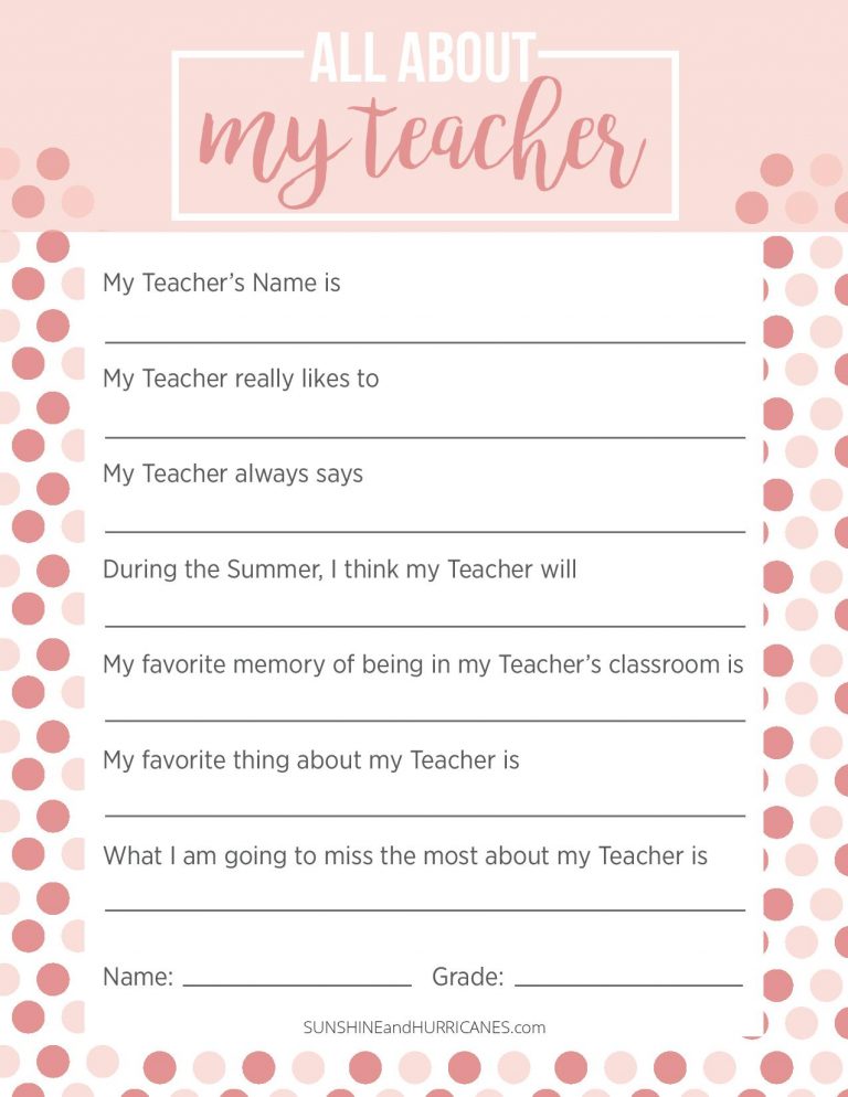 Tons of Teacher Appreciation Printables To Make Her Smile