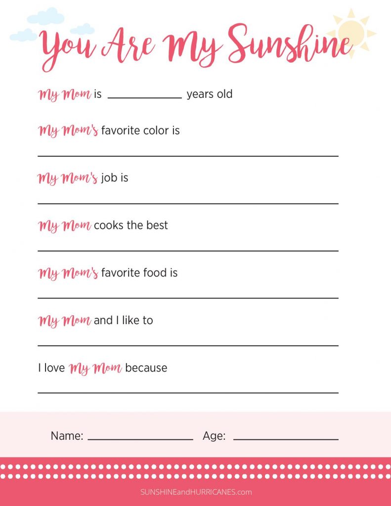Printable Mother s Day Questionnaire