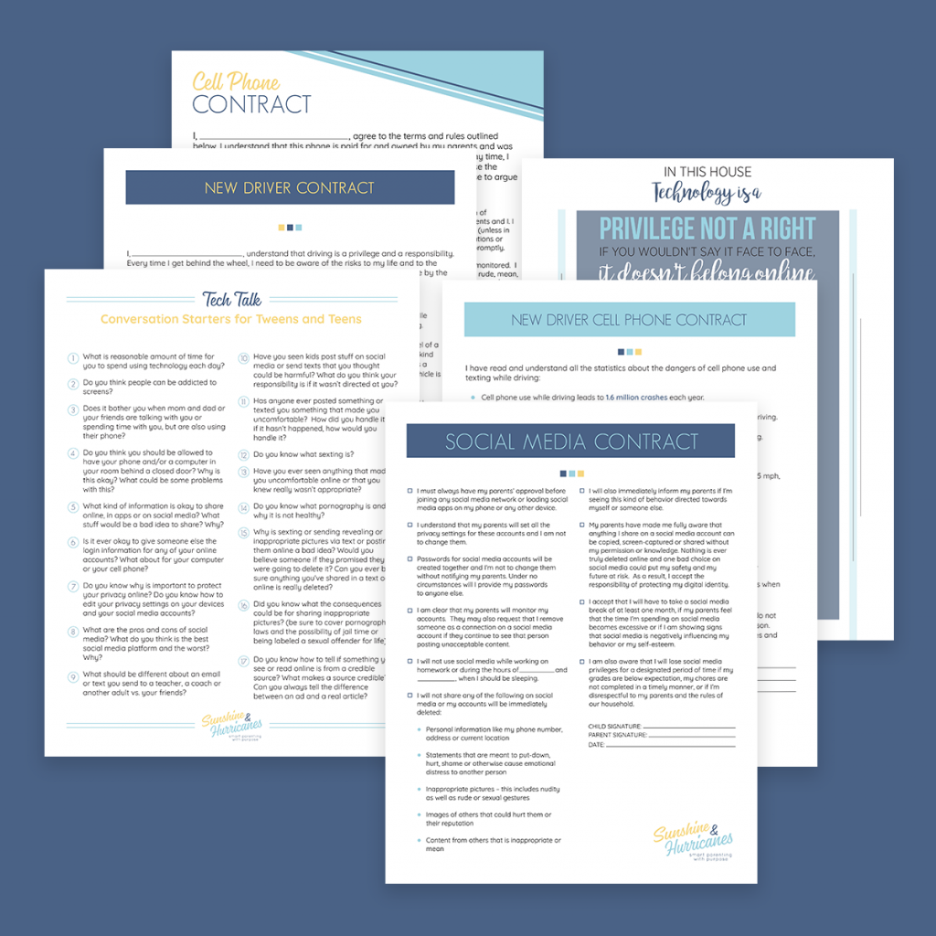 Tween and Teen Technology Contracts Printables Bundle - Sunshine and ...