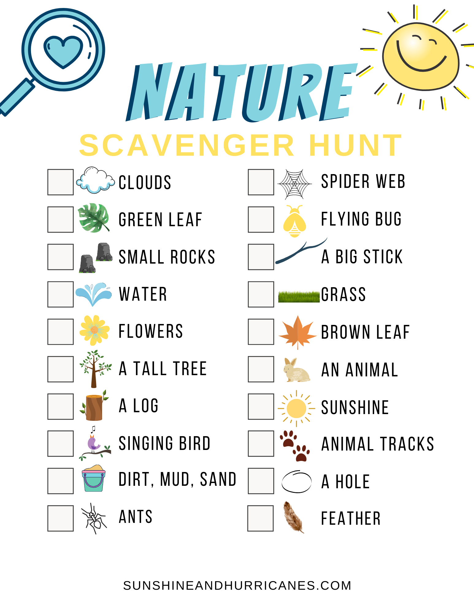 nature bingo scavenger hunt