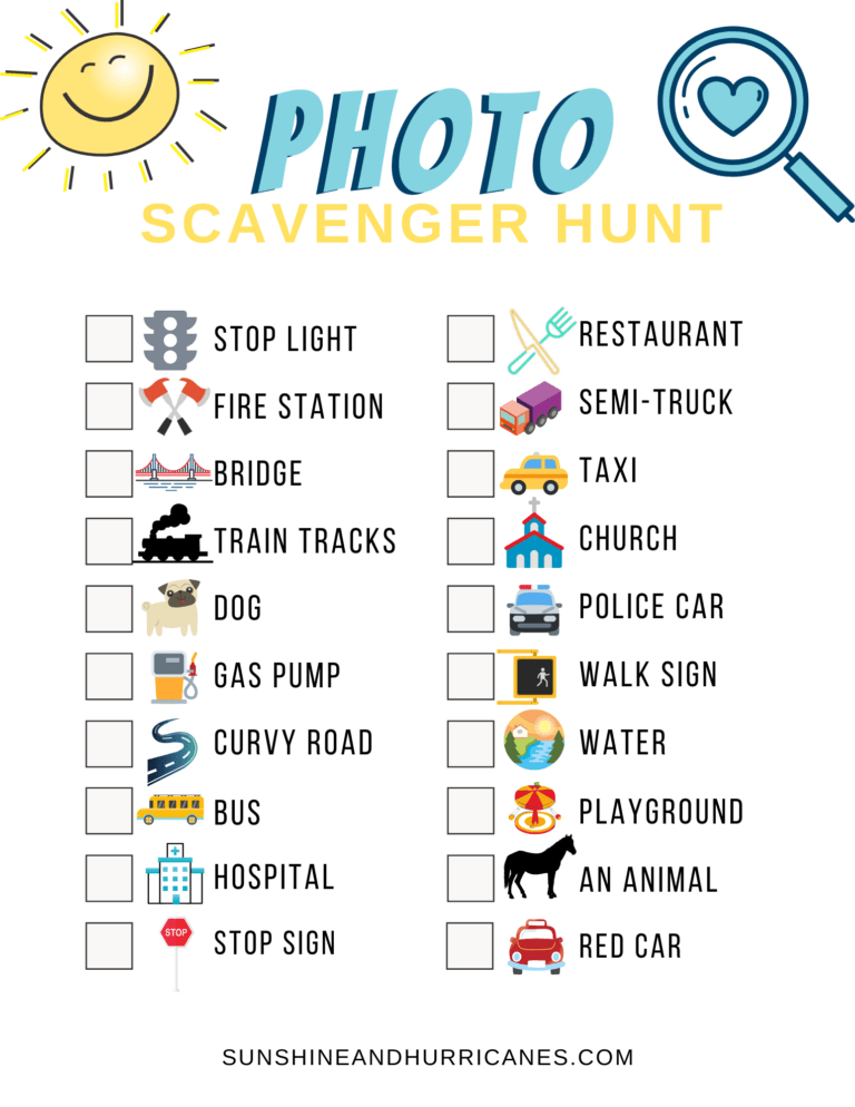 Printable Scavenger Hunt For Kids Set - Sunshine And Hurricanes